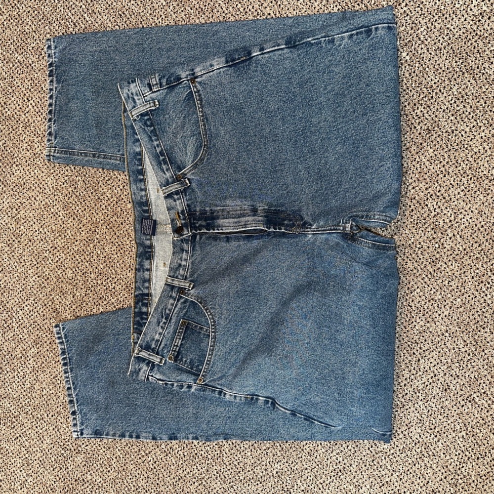 Full Blue Mens Straight Leg Jeans Medium Wash Denim 100% Cotton 44x32 RN113492